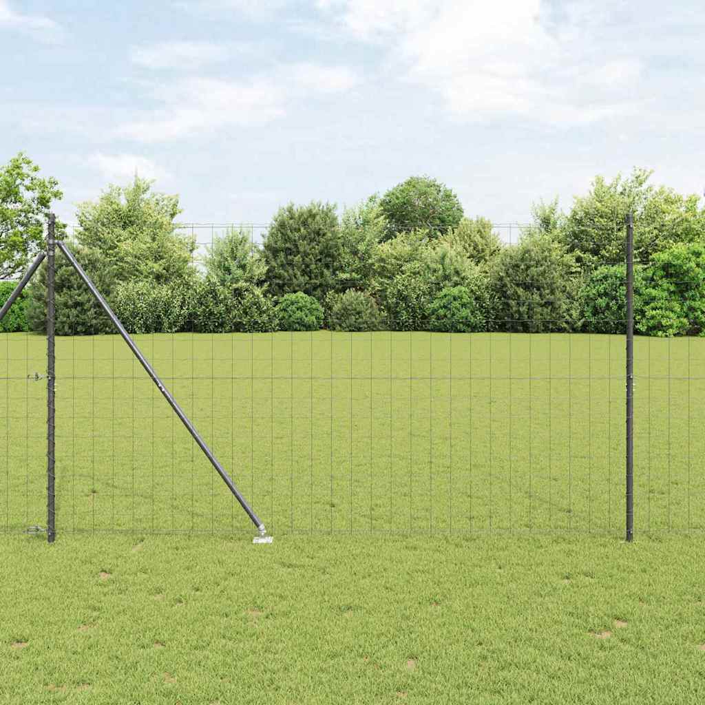 Ograda s postovima Siva 1,6 x 10 m Čelik i PVC