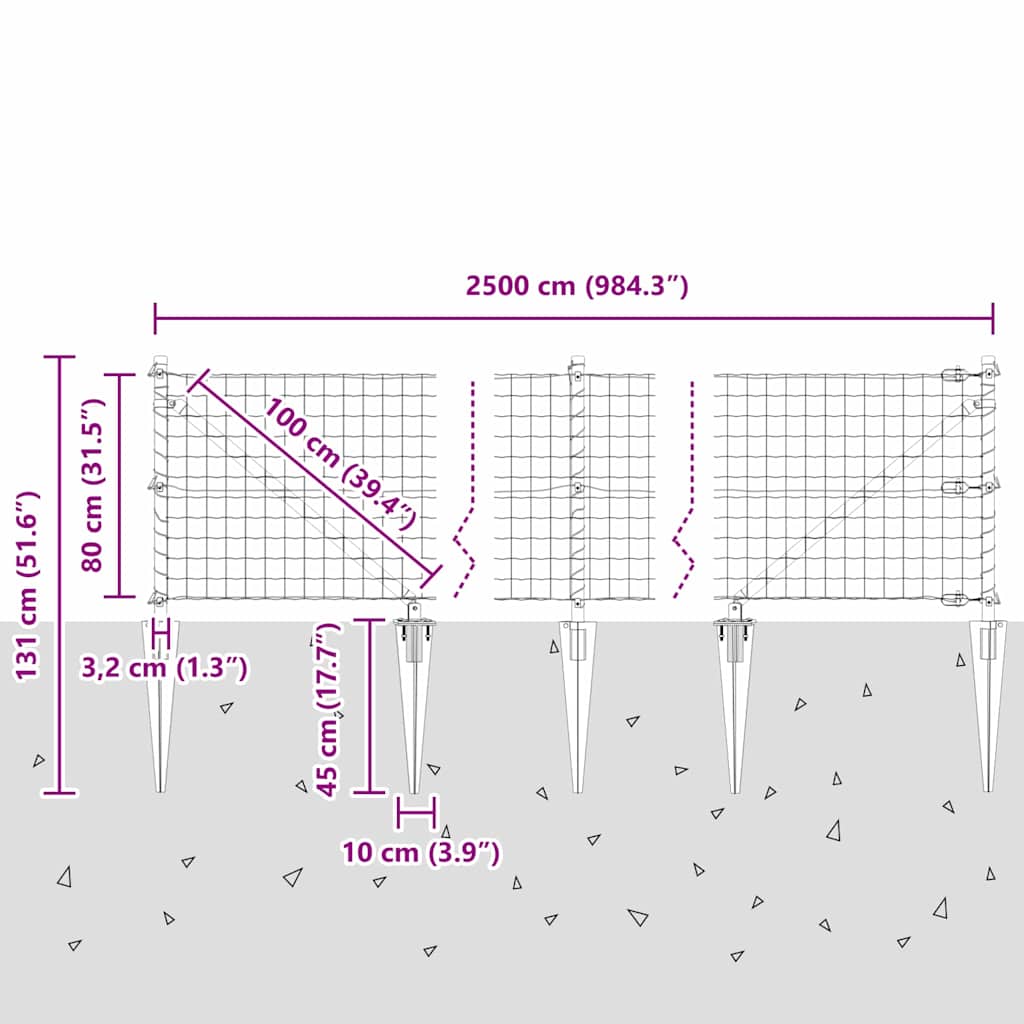 Ograda s postovima Siva 0,8 x 25 m Čelik i PVC