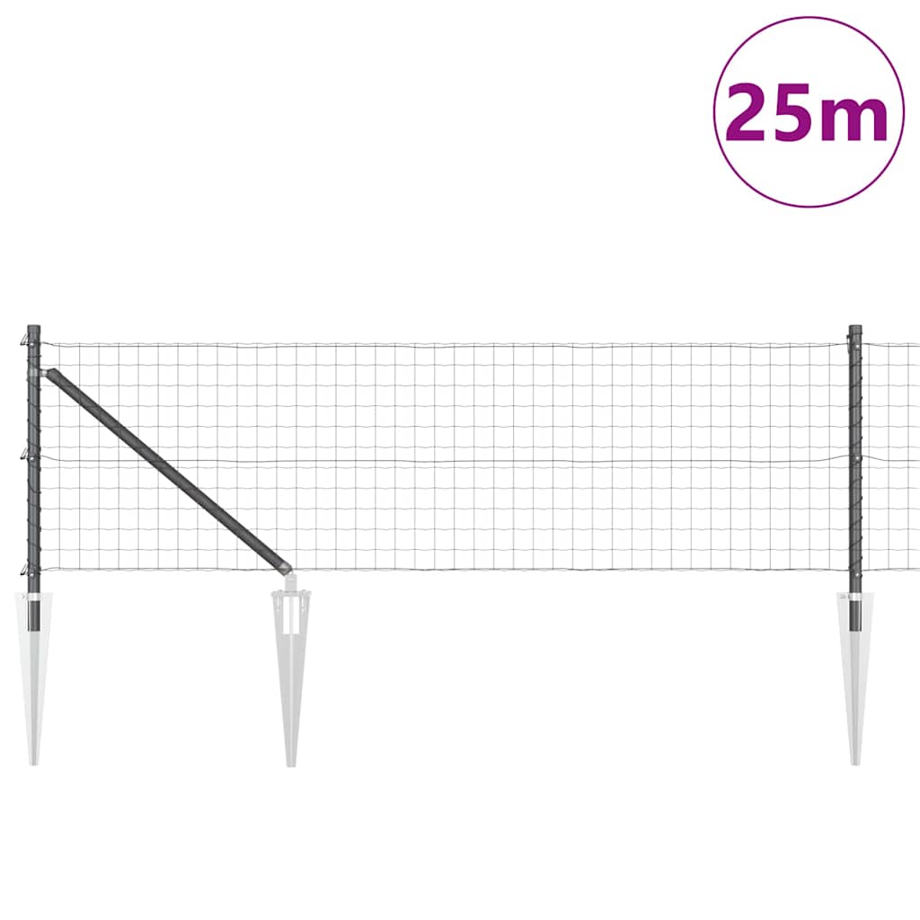 Ograda s postovima Siva 0,8 x 25 m Čelik i PVC