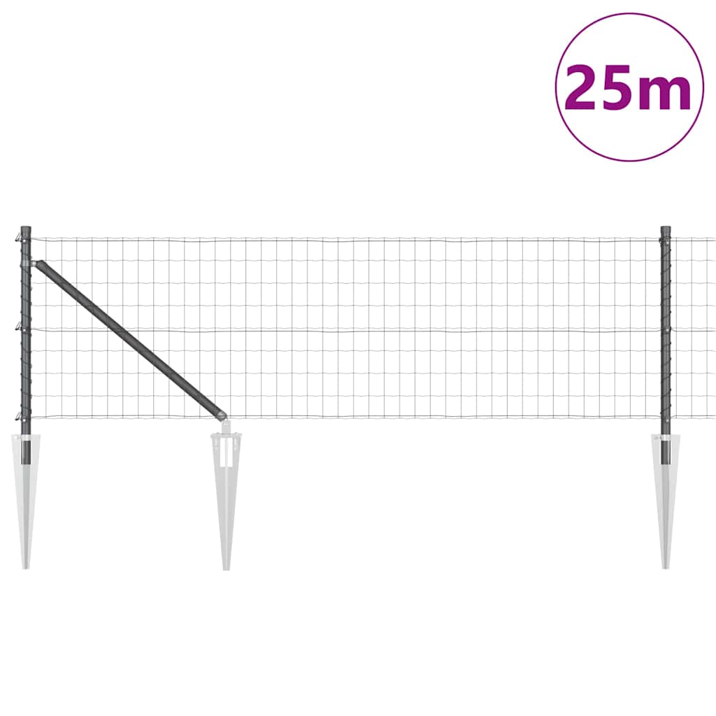 Euro ograda s špicama 25 x 0,8 m Čelik premazan PVC-om Siva