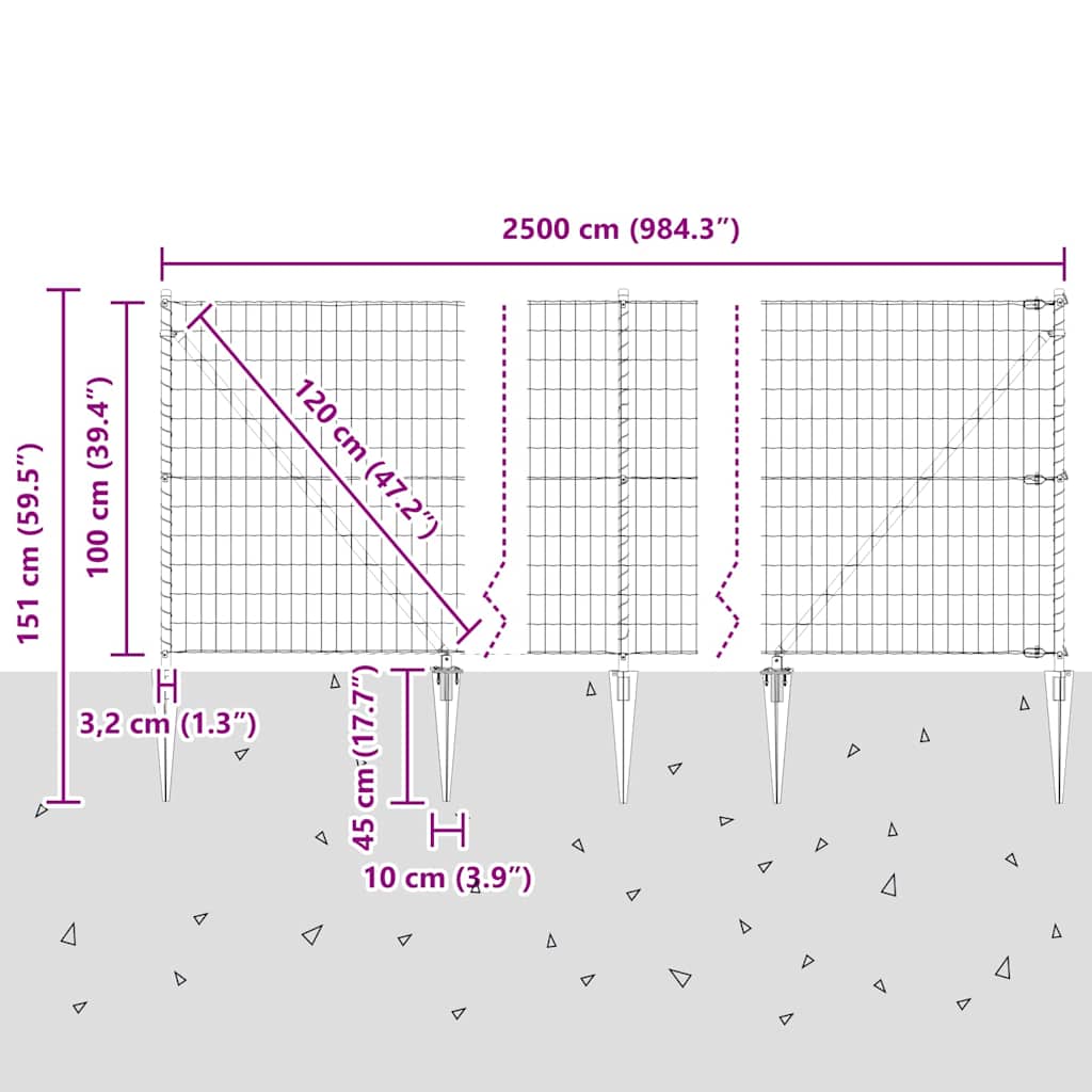 Ograda s postovima Siva 1 x 25 m Čelik i PVC