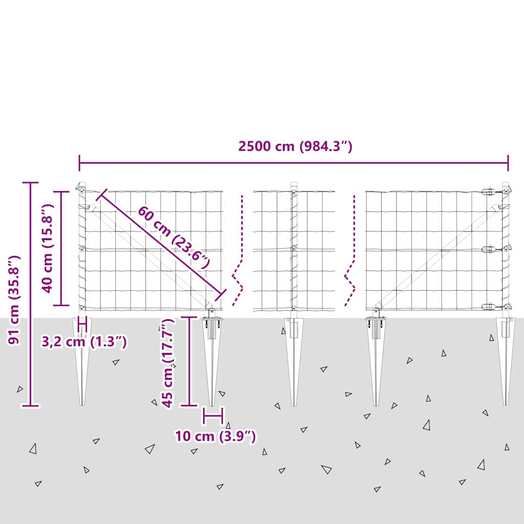 Ograda s postovima Siva 0,4 x 25 m Čelik i PVC