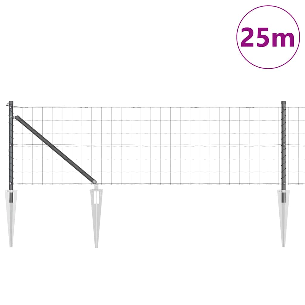 Ograda s postovima Siva 0,4 x 25 m Čelik i PVC