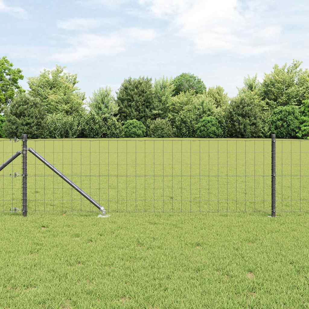 Ograda s postovima Siva 0,6 x 25 m Čelik i PVC