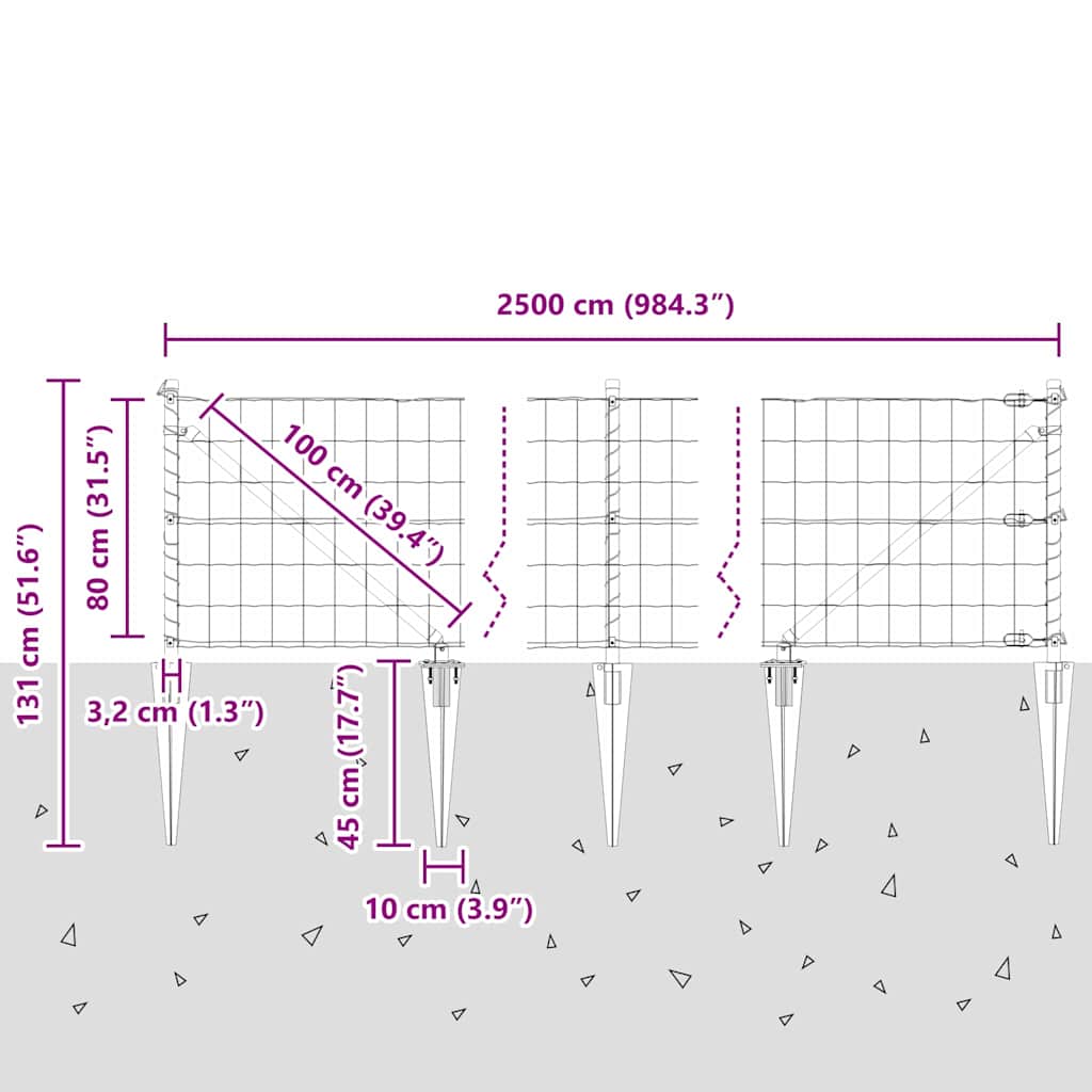 Ograda s postovima Siva 0,8 x 25 m Čelik i PVC