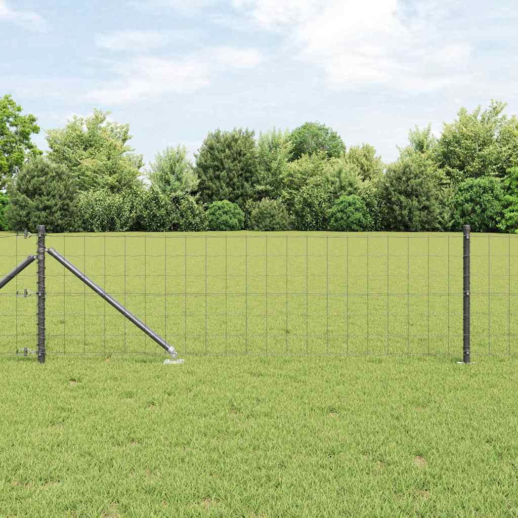 Ograda s postovima Siva 0,6 x 25 m Čelik i PVC