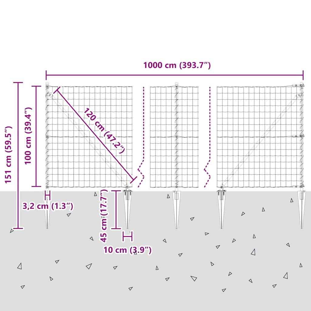 Ograda s postovima Siva 1 x 10 m Čelik