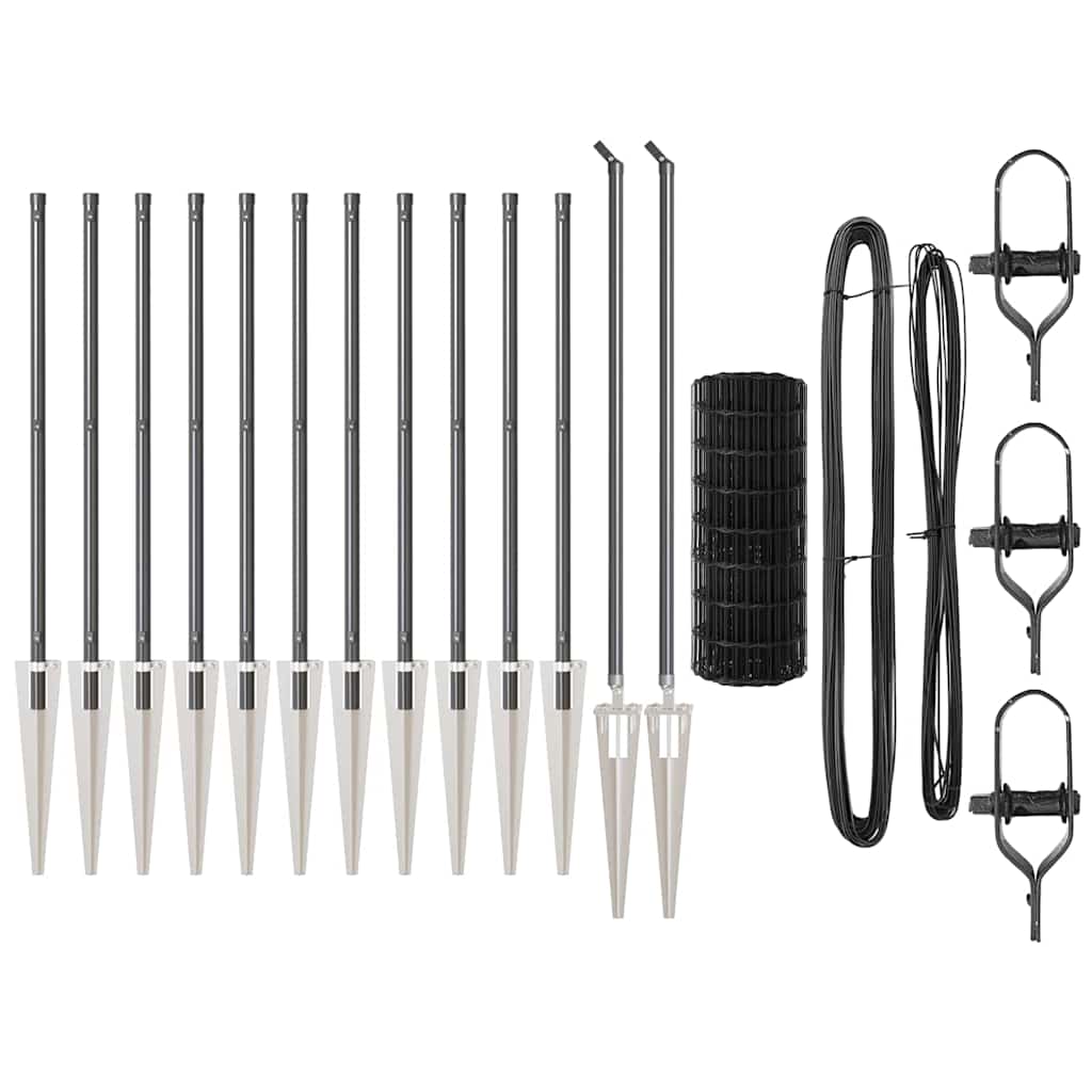 Ograda s postovima Siva 0,6 x 25 m Čelik i PVC