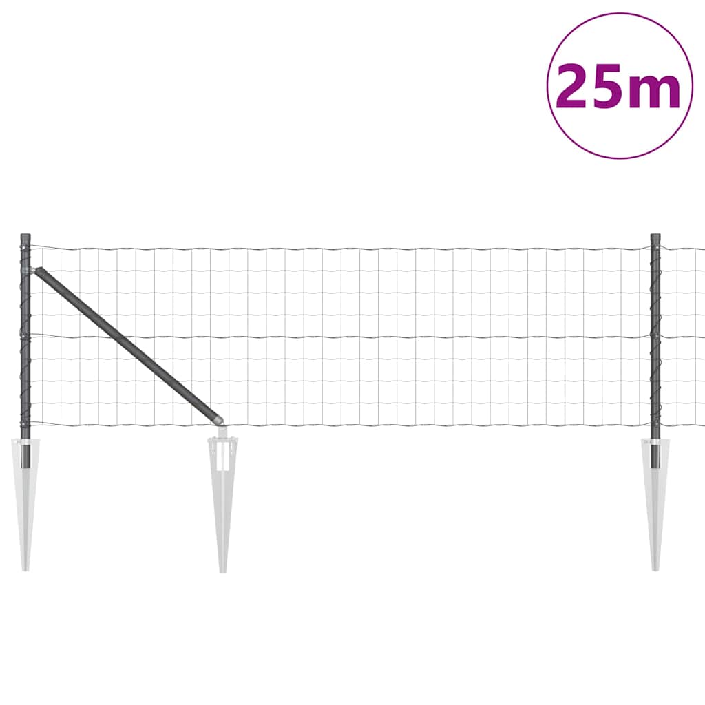 Euro ograda s špicama 25 x 0,8 m Čelik premazan PVC-om Siva