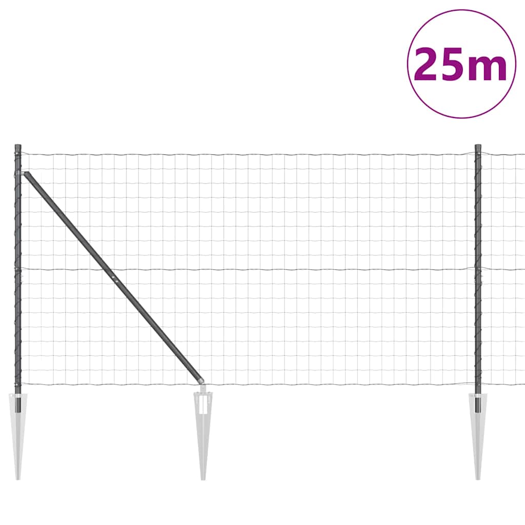 Euro ograda s špicama 25 x 1,2 m Čelik premazan PVC-om Siva