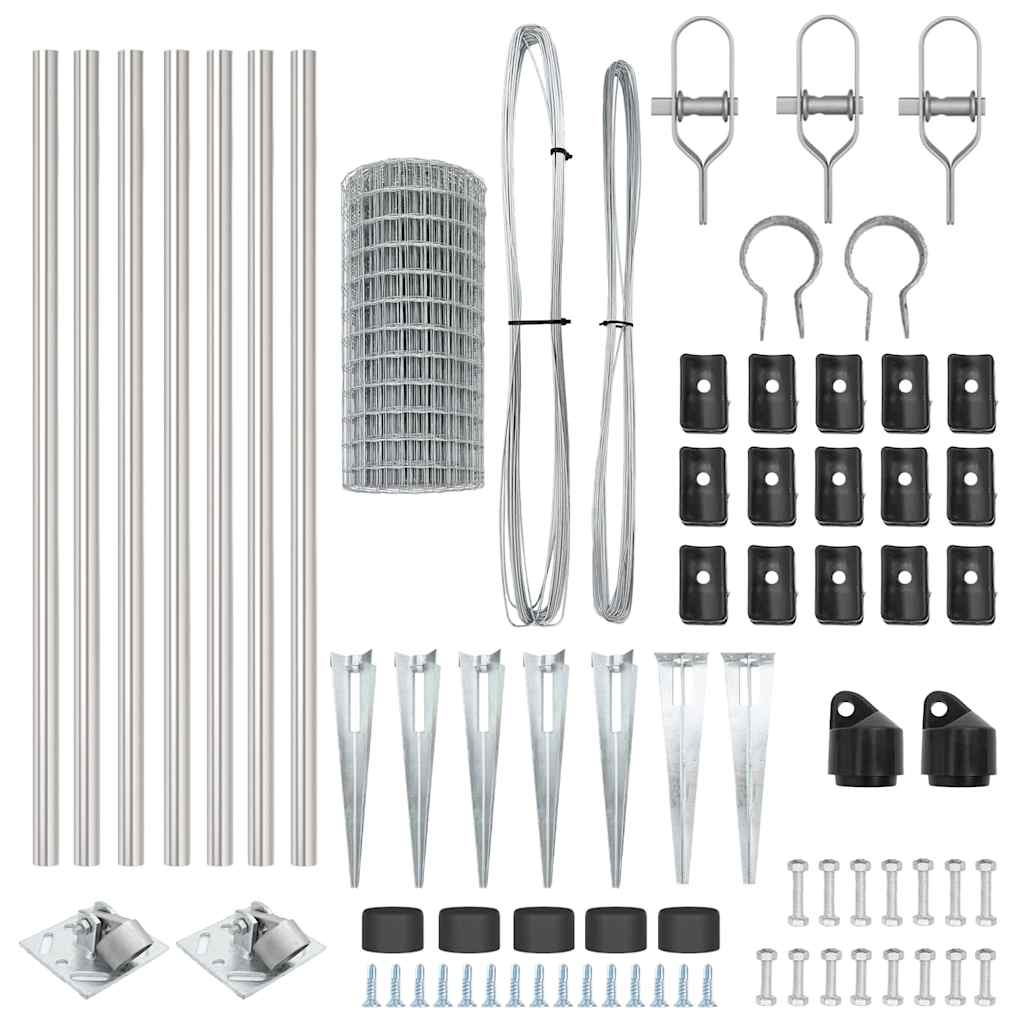 Ograda s postovima Srebrno 0,8 x 10 m Čelik