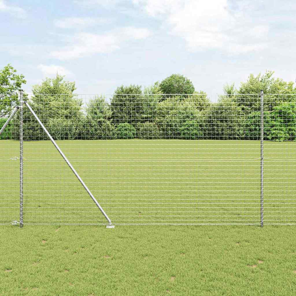 Ograda s postovima Srebrno 1,6 x 10 m Čelik