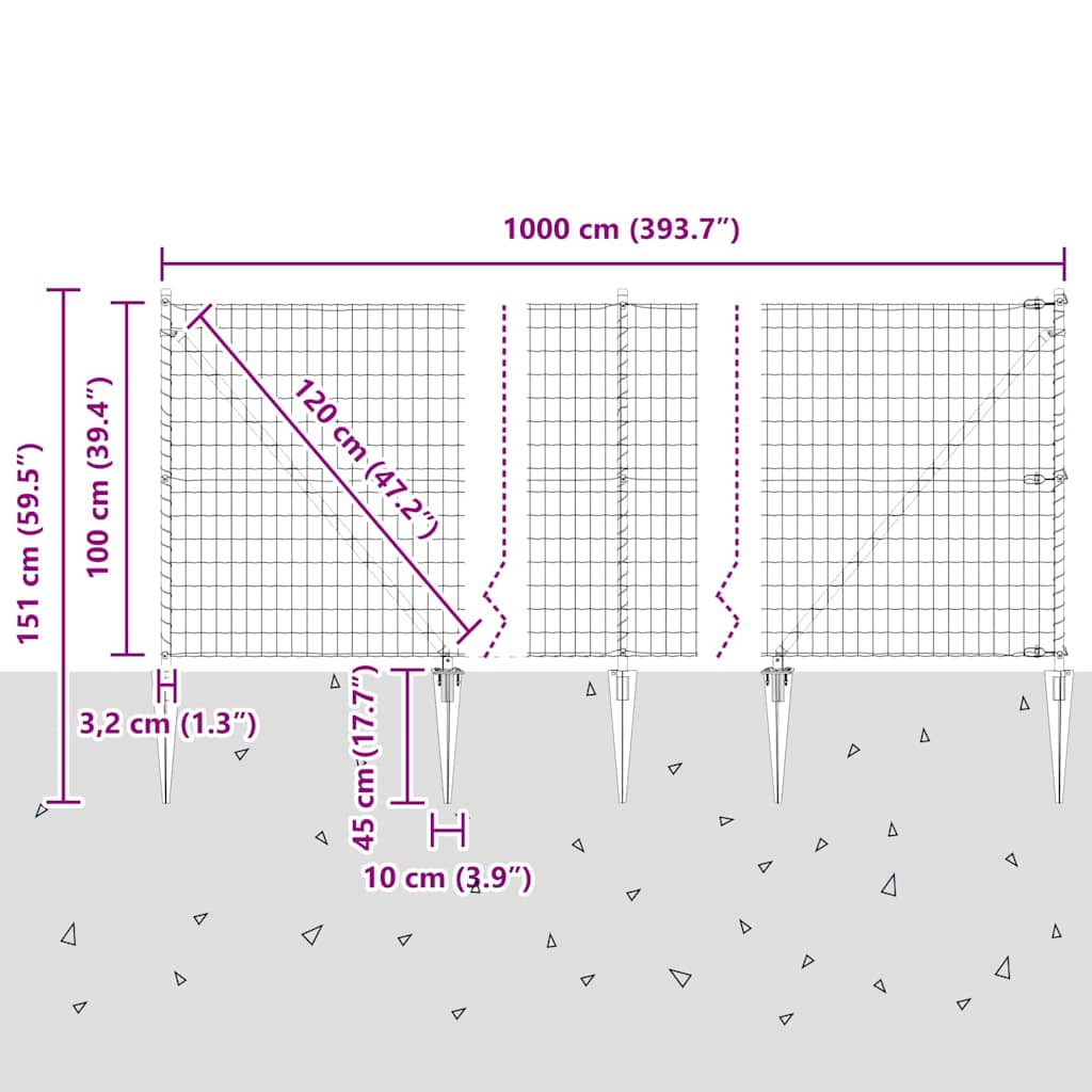 Ograda s postovima Srebrno 1 x 10 m Čelik