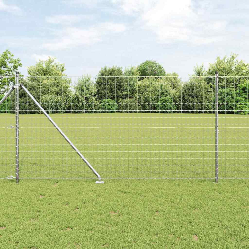 Ograda s postovima Srebrno 1,2 x 10 m Čelik