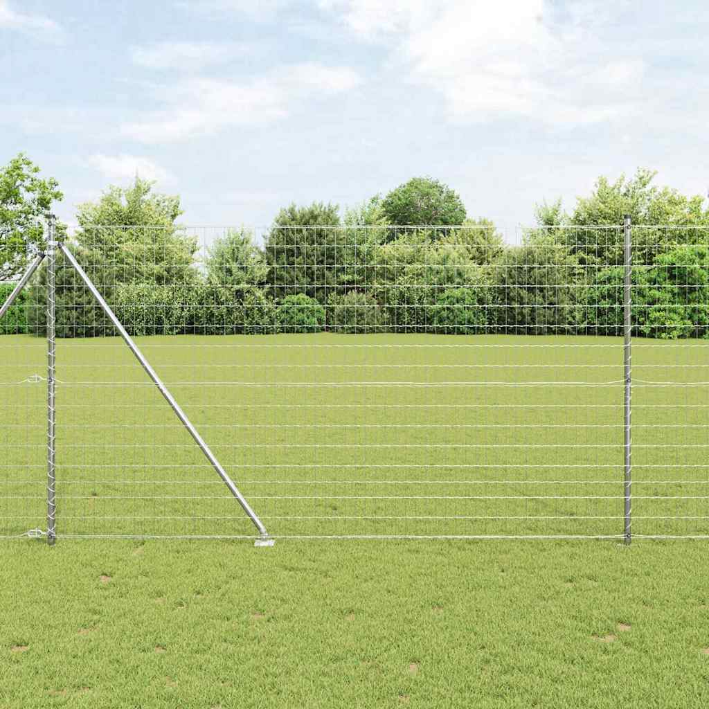 Ograda s postovima Srebrno 1,6 x 10 m Čelik