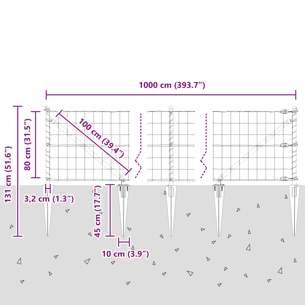 Ograda s postovima Srebrno 0,8 x 10 m Čelik