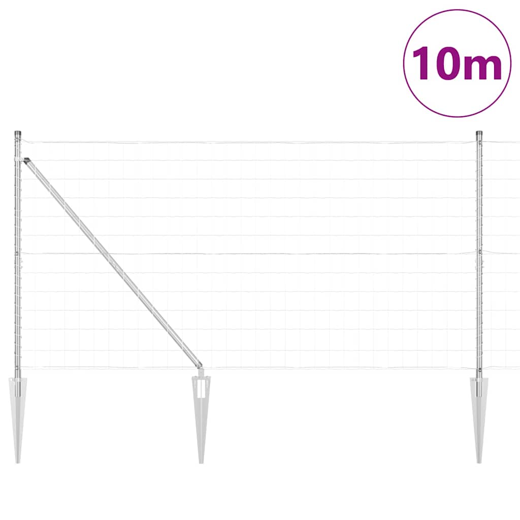 Ograda s postovima Srebrno 1,2 x 10 m Čelik