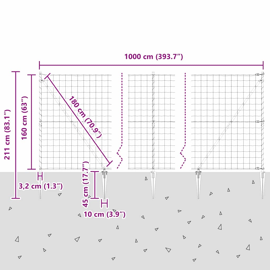 Ograda s postovima Srebrno 1,6 x 10 m Čelik
