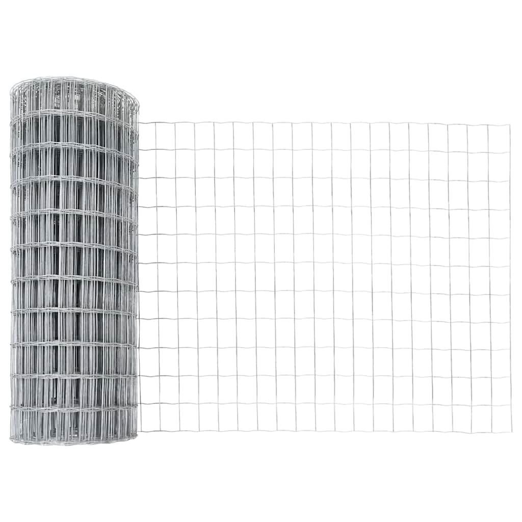 Ograda s postovima Srebrno 0,4 x 25 m Čelik
