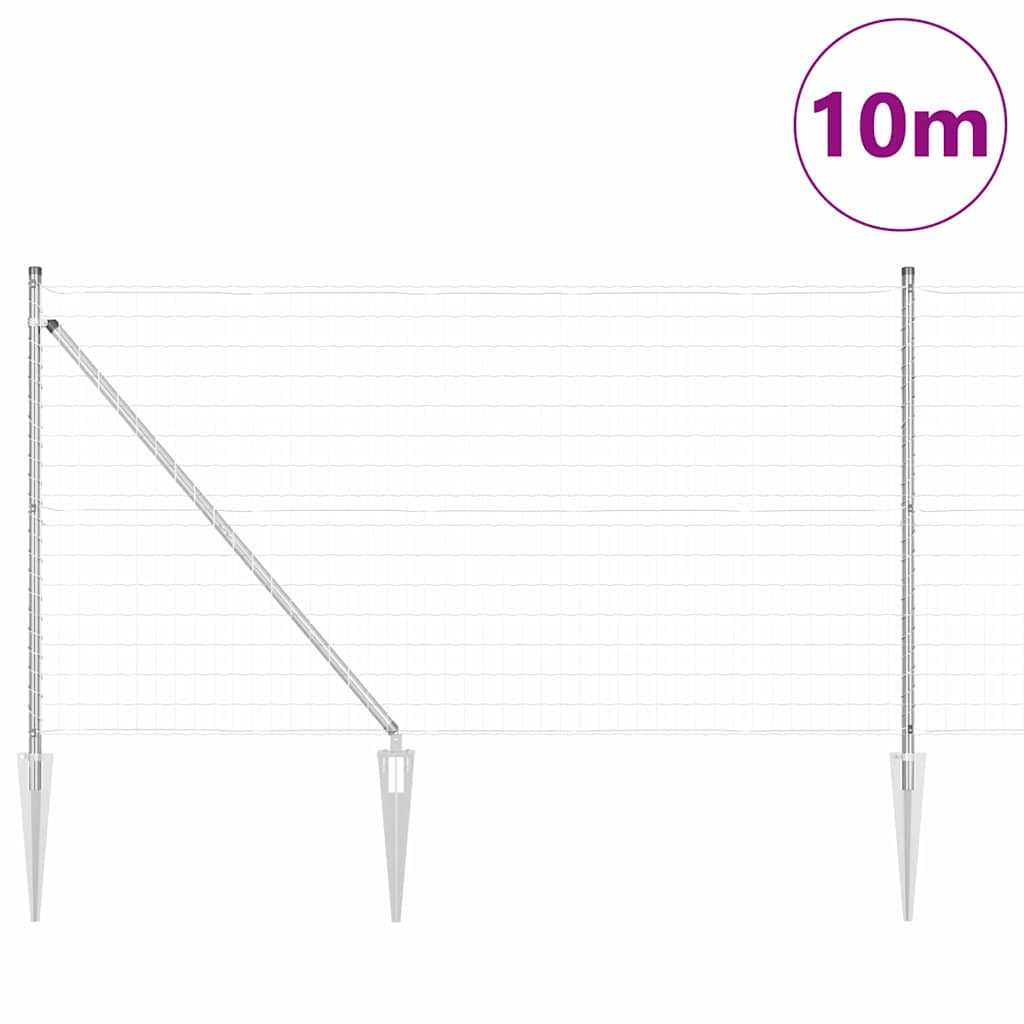 Ograda s postovima Srebrno 1 x 25 m Čelik