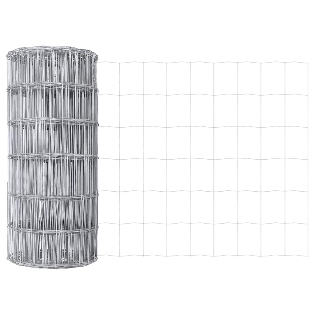 Ograda s postovima Srebrno 0,4 x 25 m Čelik