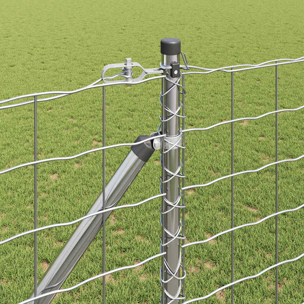 Ograda s postovima Srebrno 1,2 x 25 m Čelik