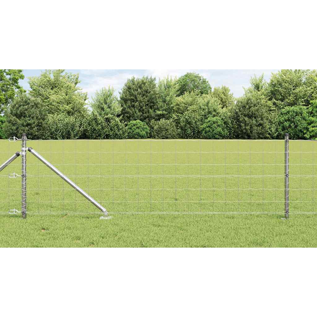 Ograda s postovima Srebrno 0,4 x 50 m Čelik