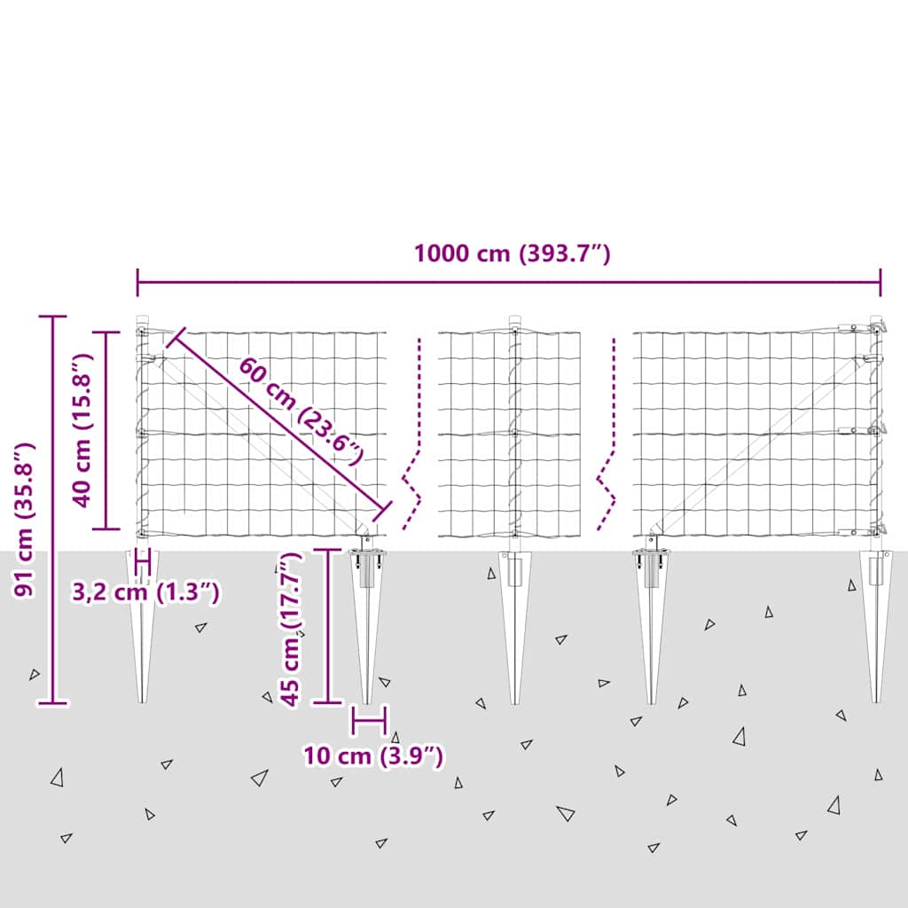 Ograda s postovima Srebrno 0,4 x 10 m Čelik