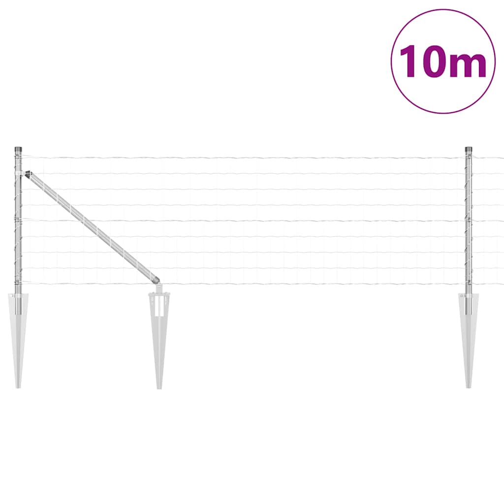Ograda s postovima Srebrno 0,6 x 10 m Čelik