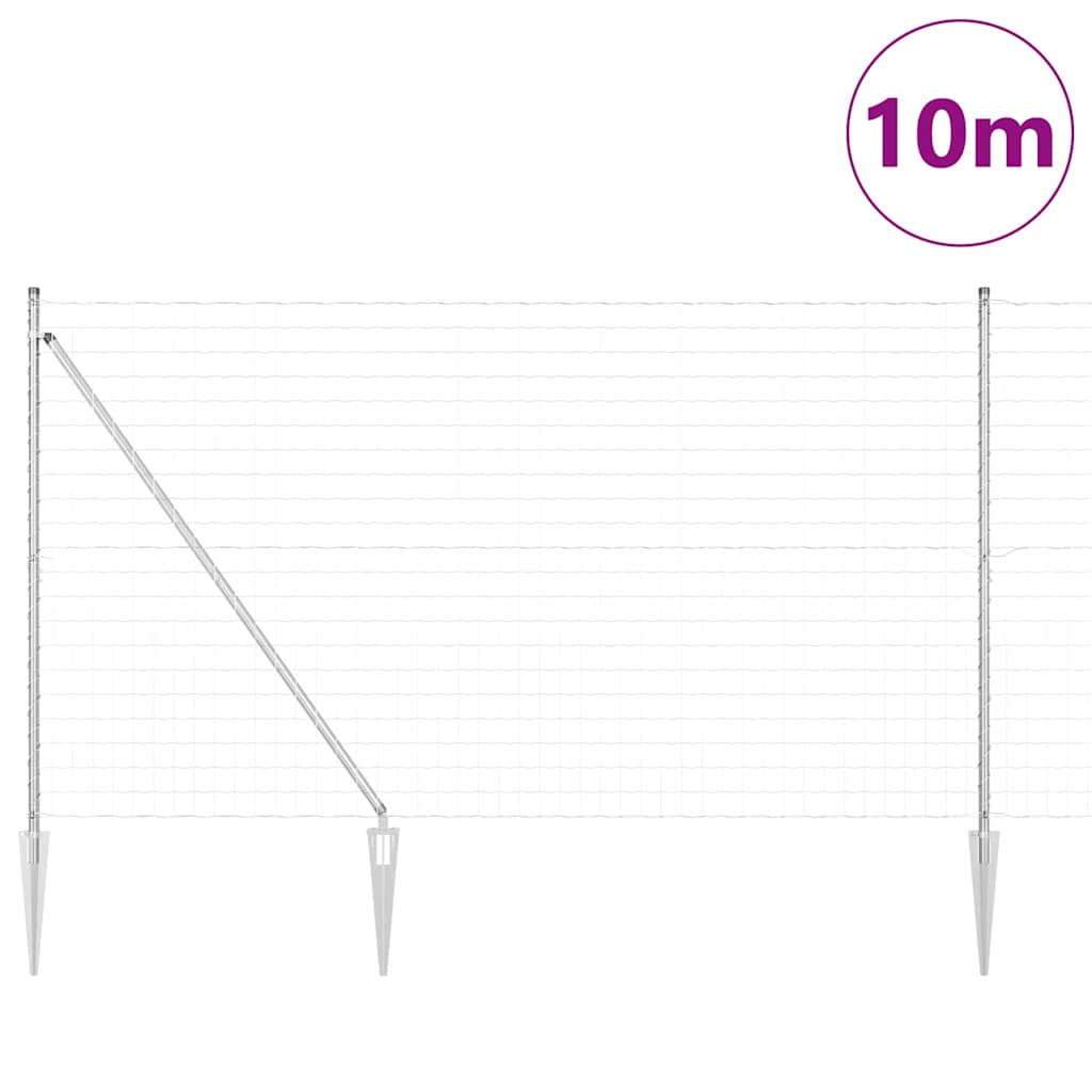 Ograda s postovima Srebrno 1,6 x 10 m Čelik