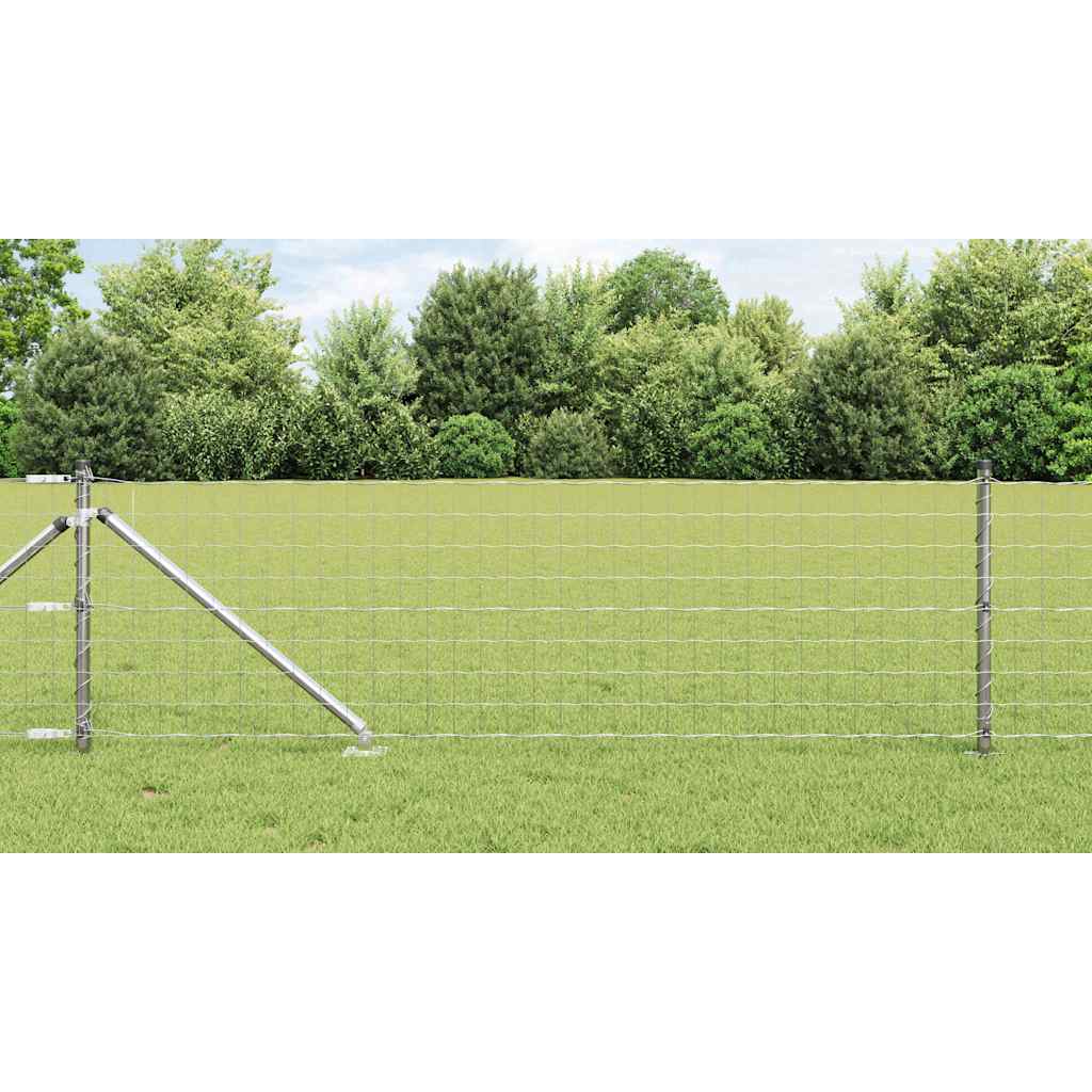 Ograda s postovima Srebrno 0,6 x 25 m Čelik