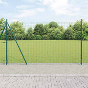 Ograda s stupovima Zelena 1.5 x 10 m Čelik