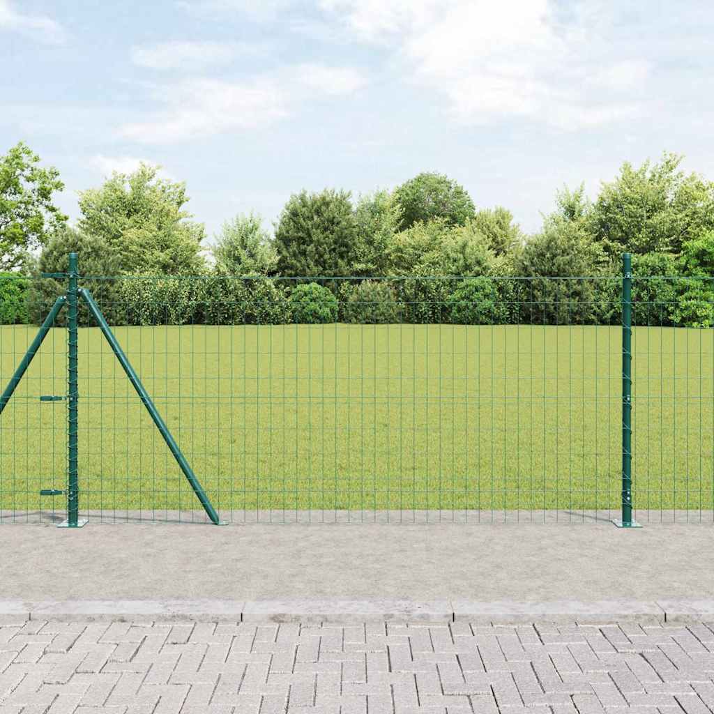 Ograda s postovima Zelena 0,8 x 10 m Čelik i PVC