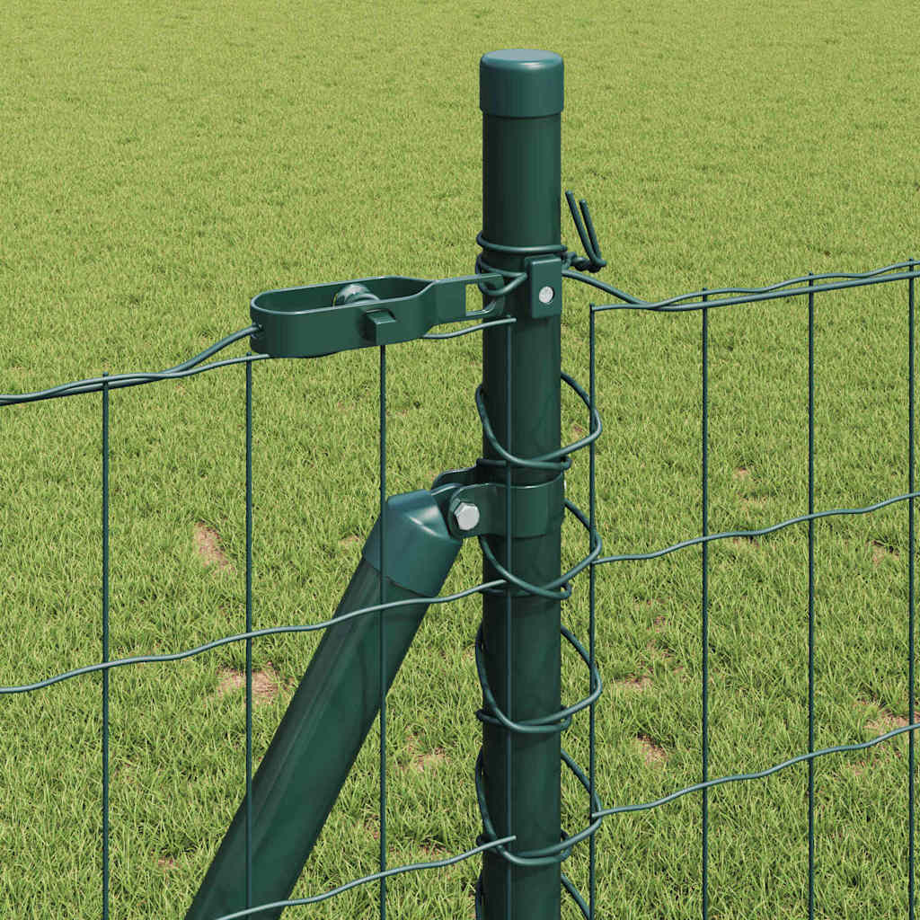 Ograda s postovima Zelena 1 x 10 m Čelik i PVC