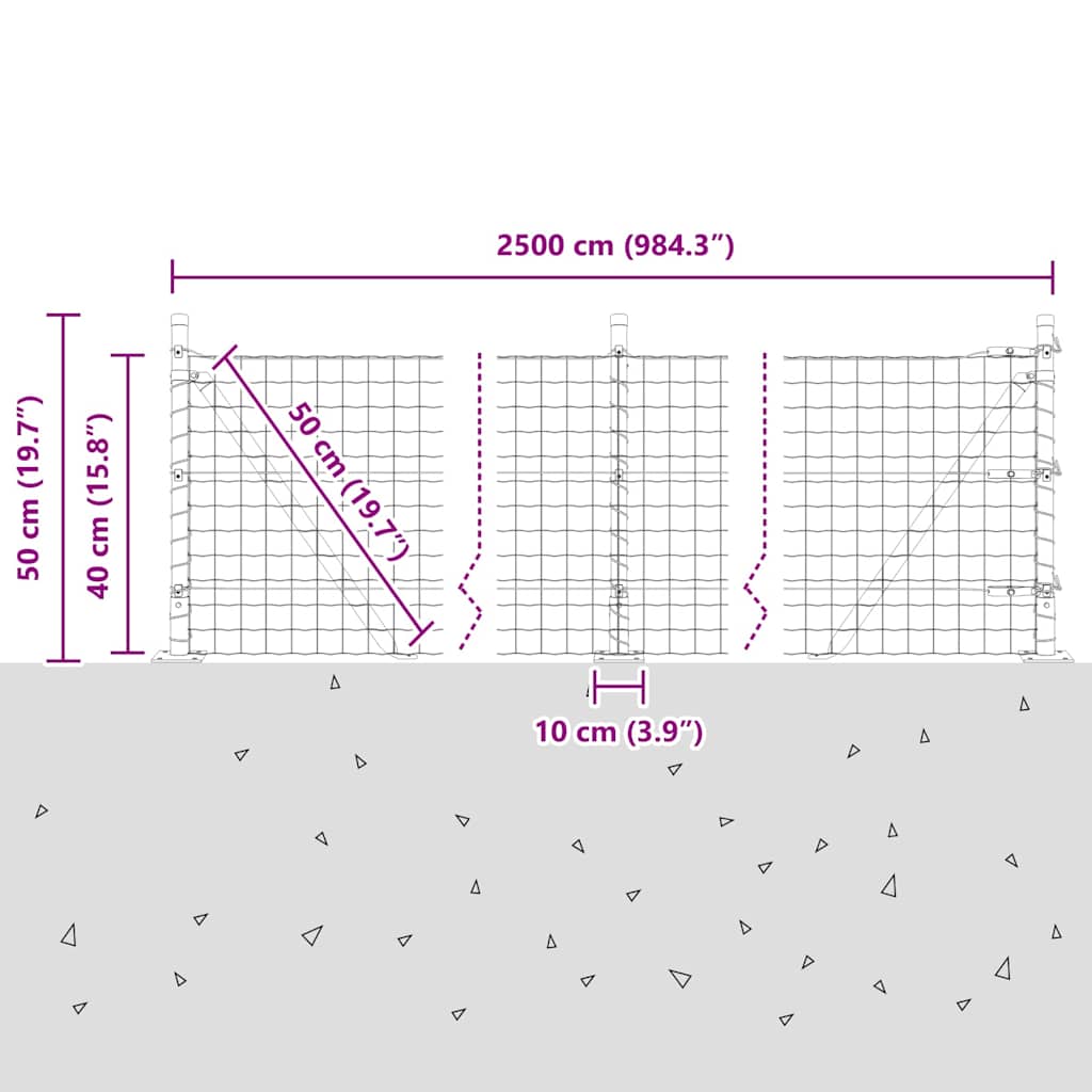 Ograda s postovima Zelena 0,4 x 25 m Čelik i PVC