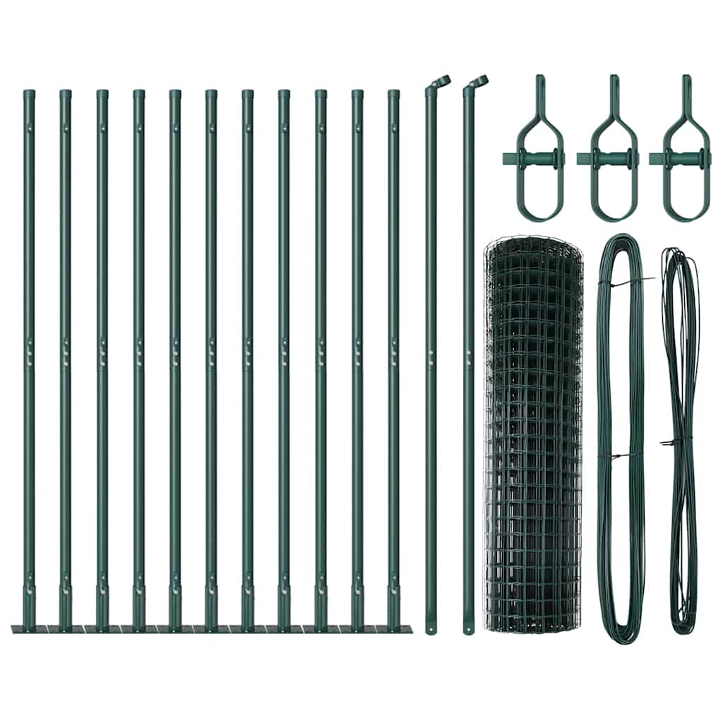 Ograda s postovima Zelena 0,8 x 25 m Čelik i PVC