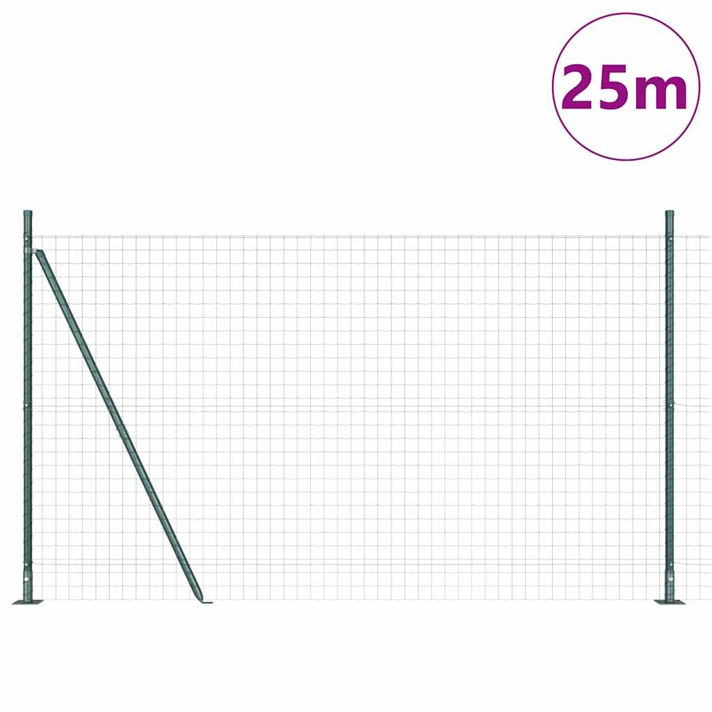 Ograda s postovima Zelena 1,2 x 25 m Čelik i PVC