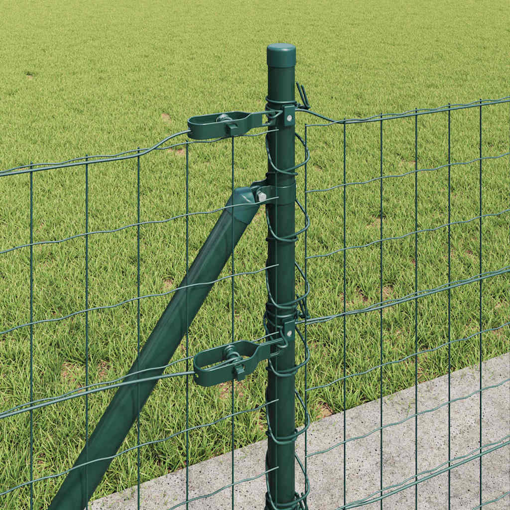 Ograda s postovima Zelena 0,4 x 25 m Čelik i PVC