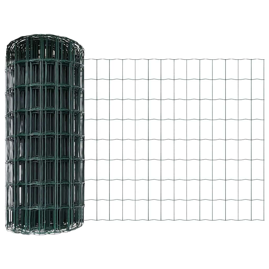 Ograda s postovima Zelena 0,6 x 25 m Čelik i PVC