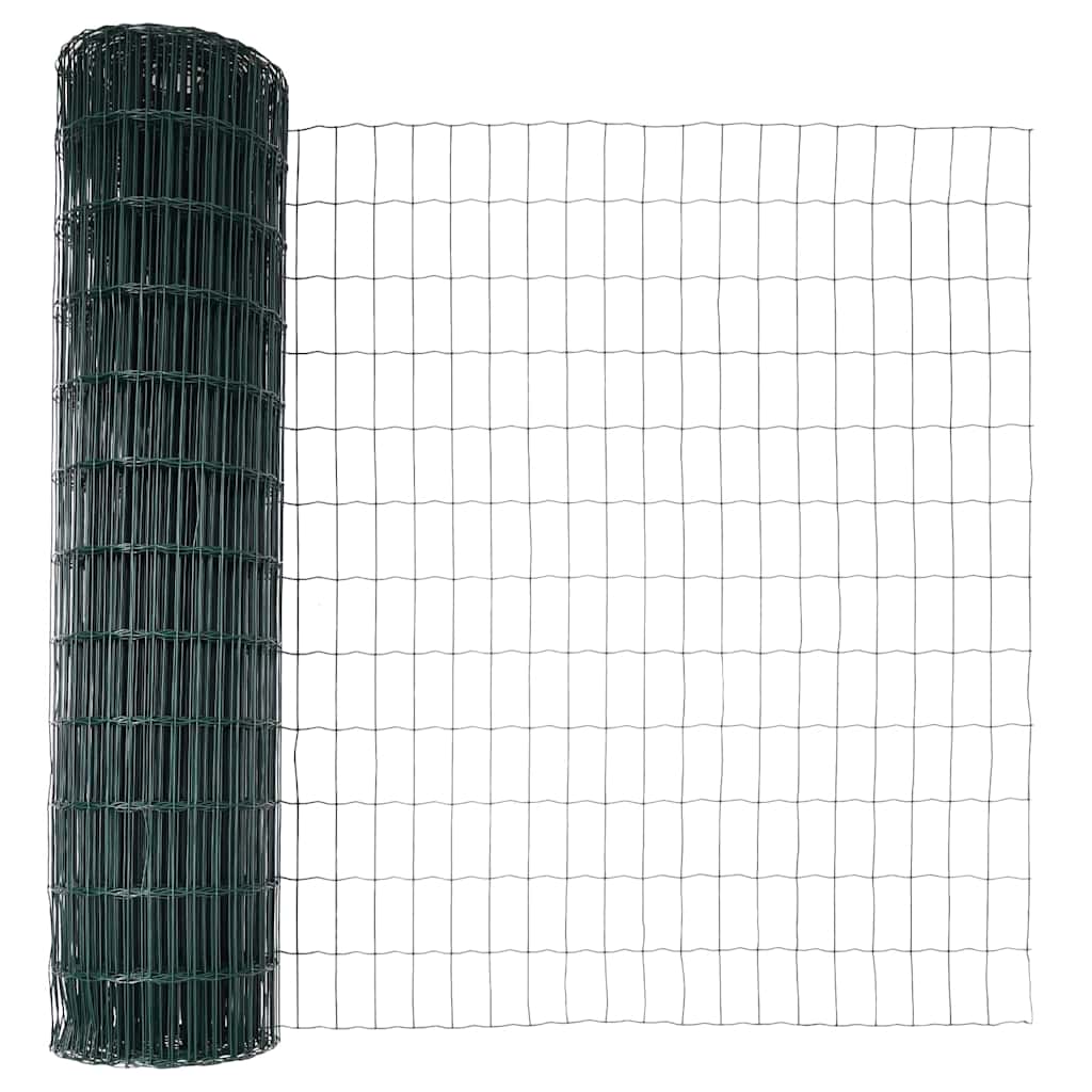 Ograda s postovima Zelena 1 x 25 m Čelik i PVC