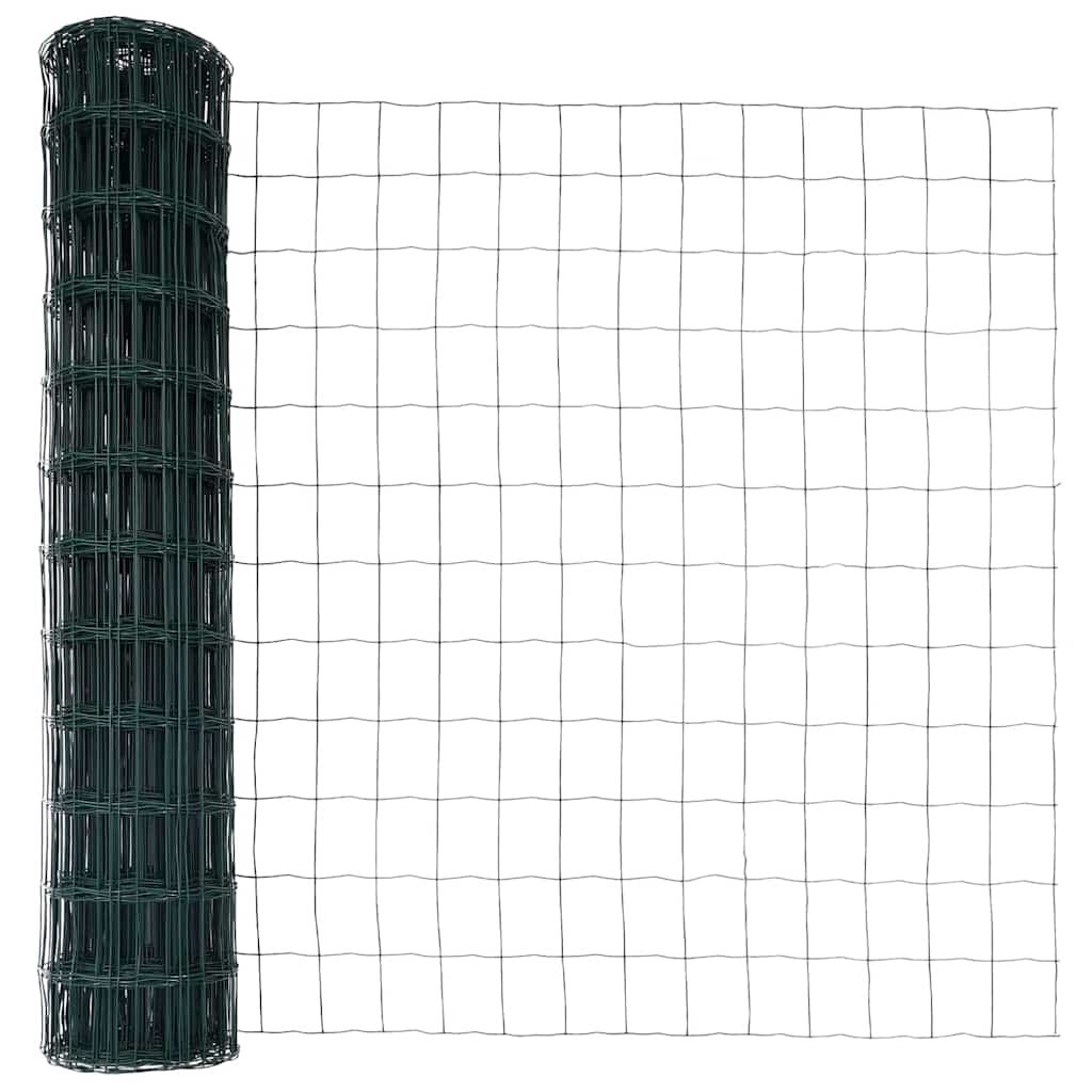 Ograda s postovima Zelena 1 x 25 m Čelik i PVC