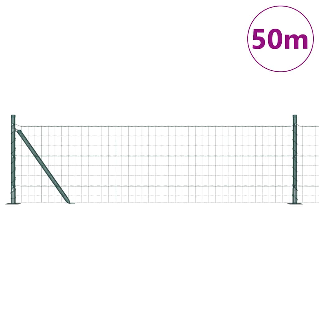 Ograda s postovima Zelena 0,4 x 50 m Čelik i PVC