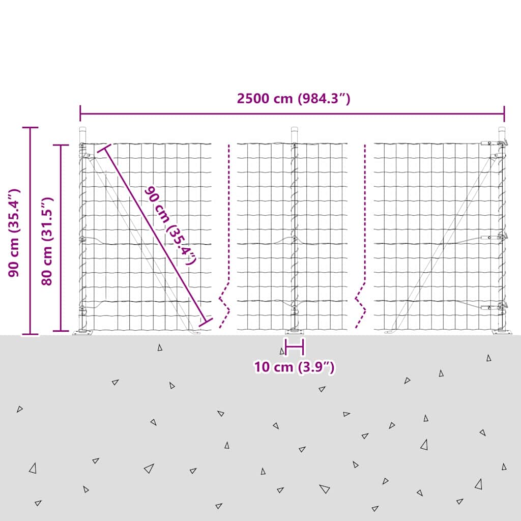 Ograda s postovima Zelena 0,8 x 25 m Čelik