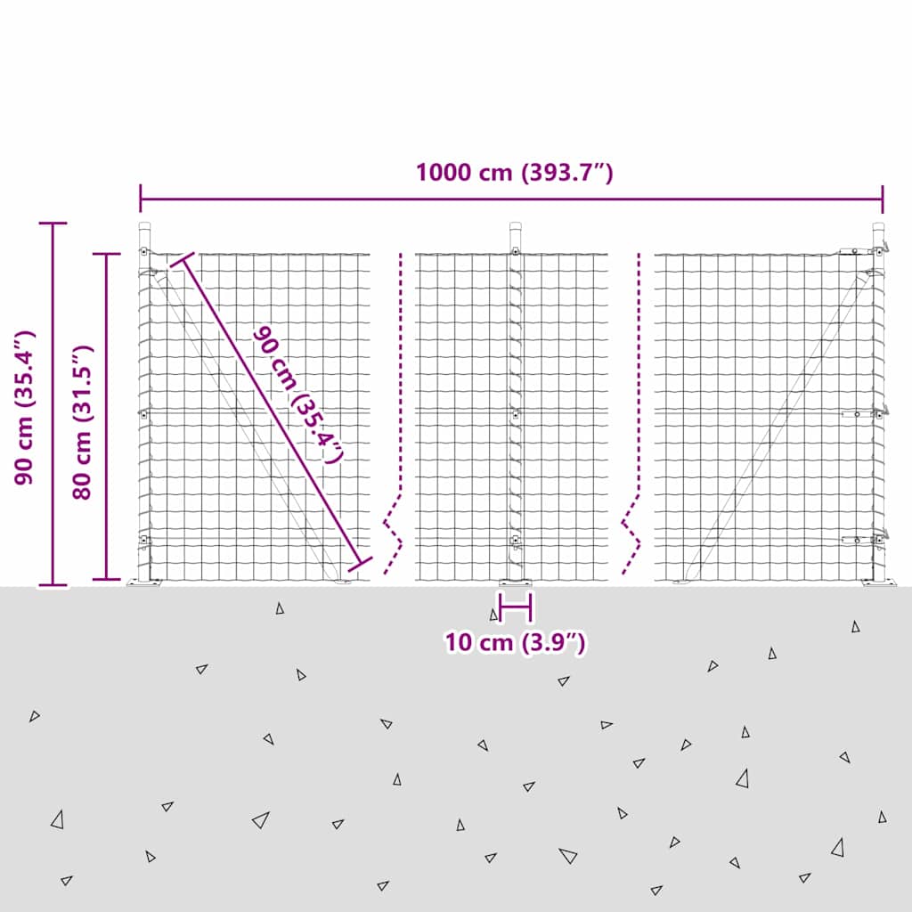Ograda s postovima Siva 0,8 x 10 m Čelik i PVC
