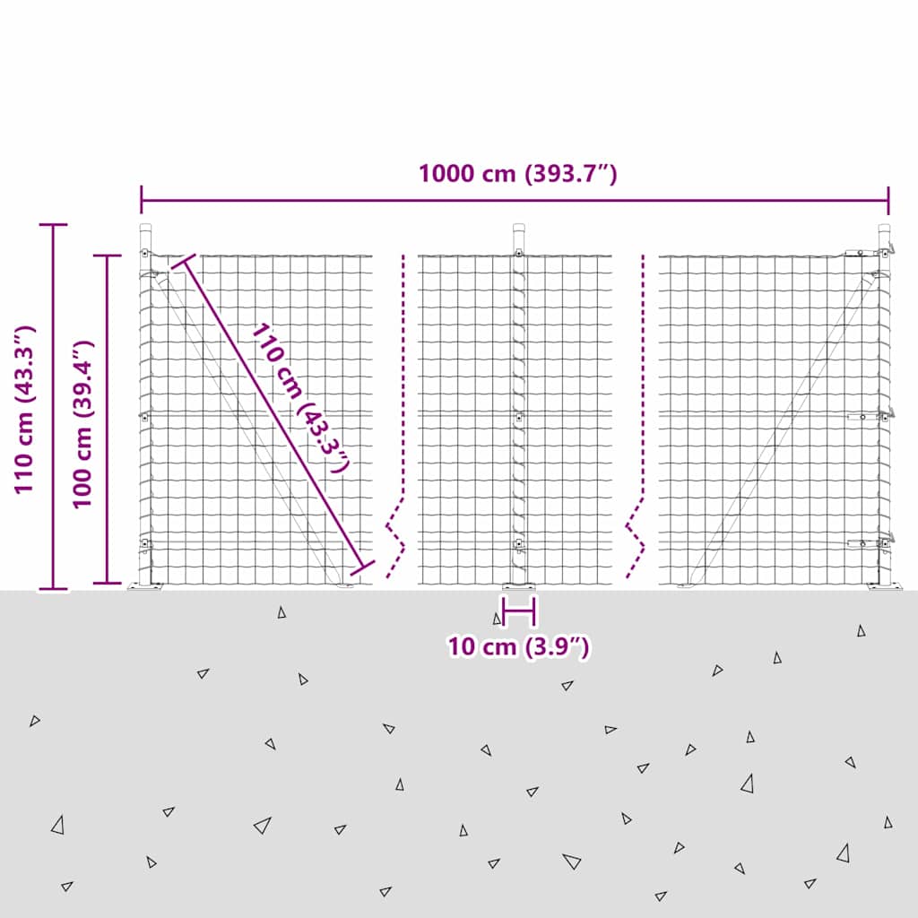 Ograda s postovima Siva 1 x 10 m Čelik i PVC