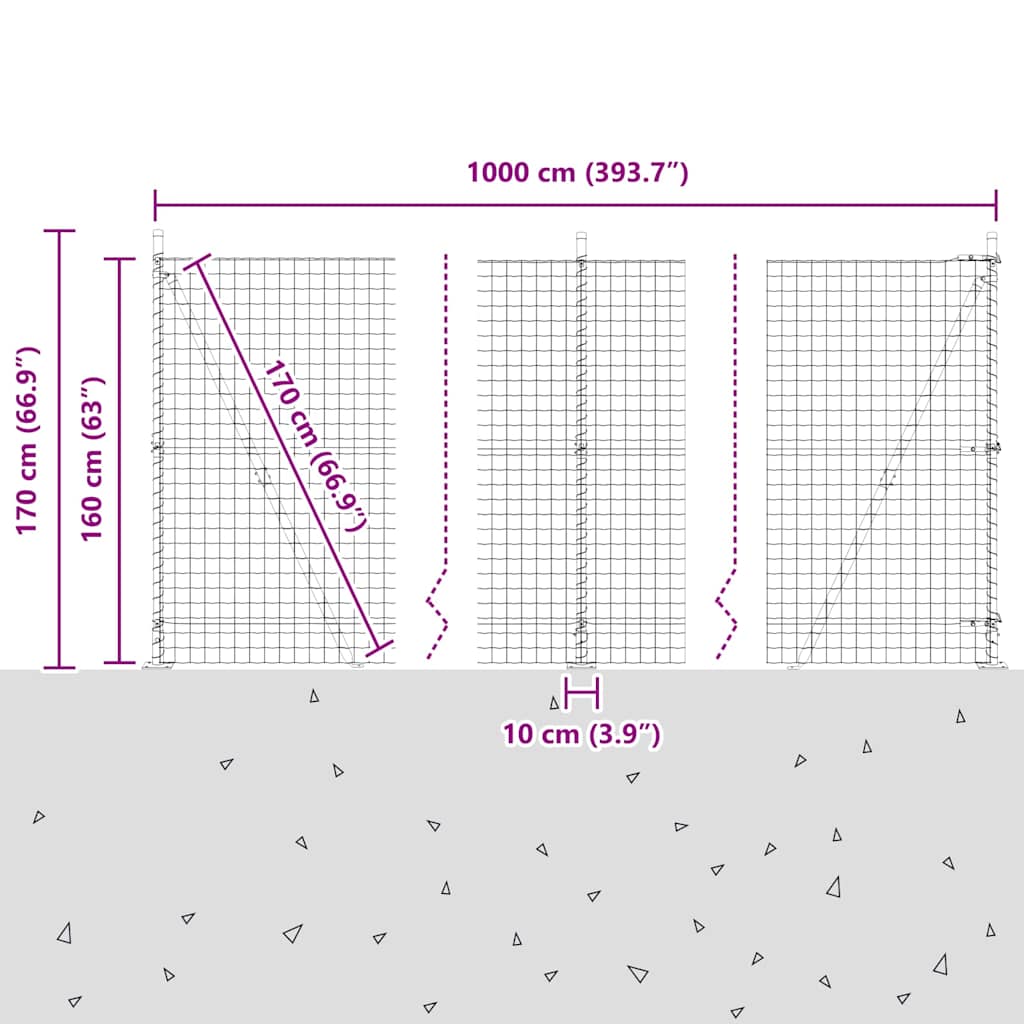 Ograda s postovima Siva 1,6 x 10 m Čelik i PVC