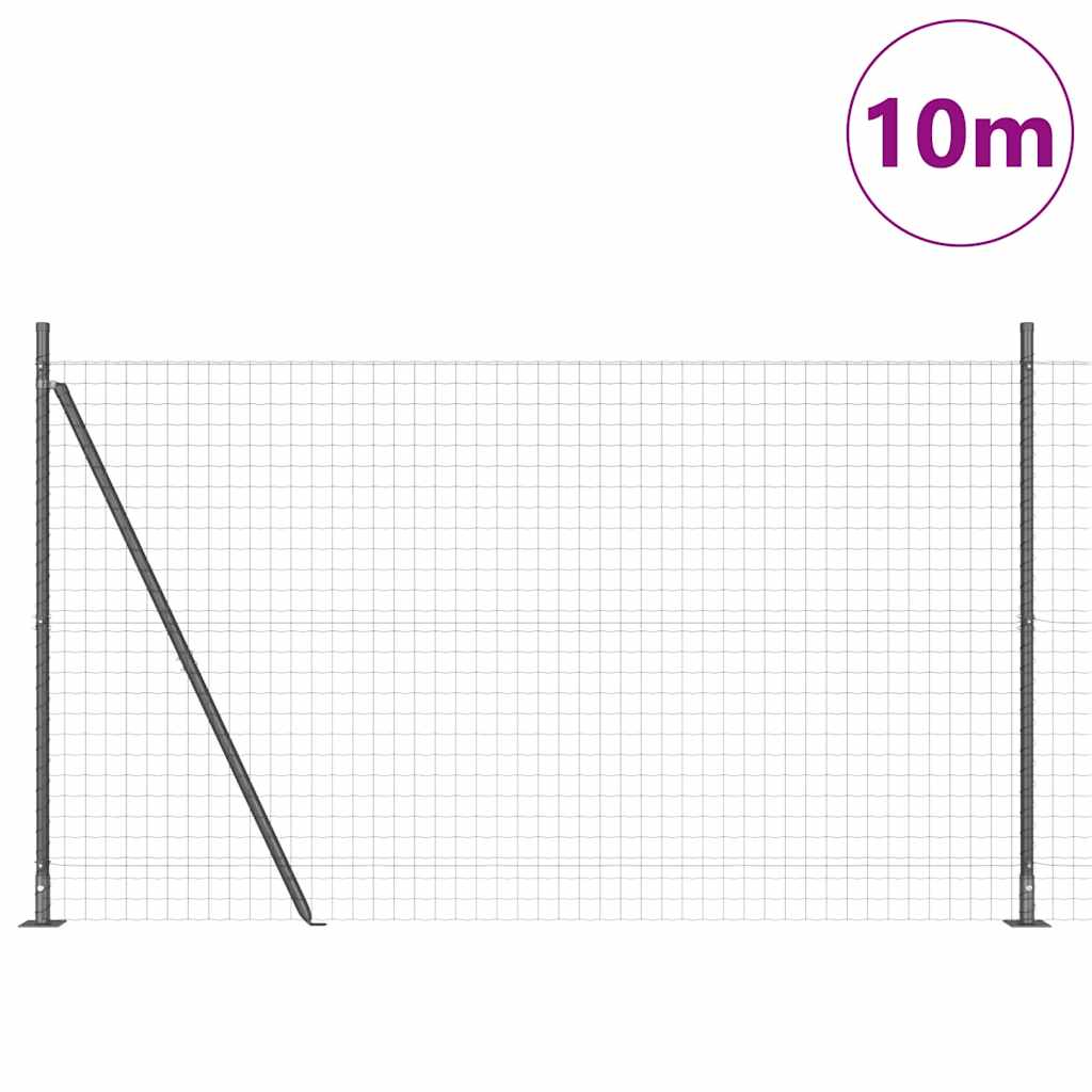 Ograda s postovima Siva 1,6 x 10 m Čelik i PVC