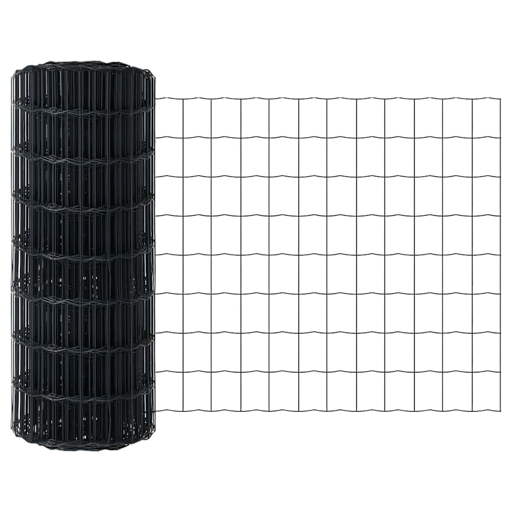 Ograda s postovima Siva 0,6 x 10 m Čelik i PVC