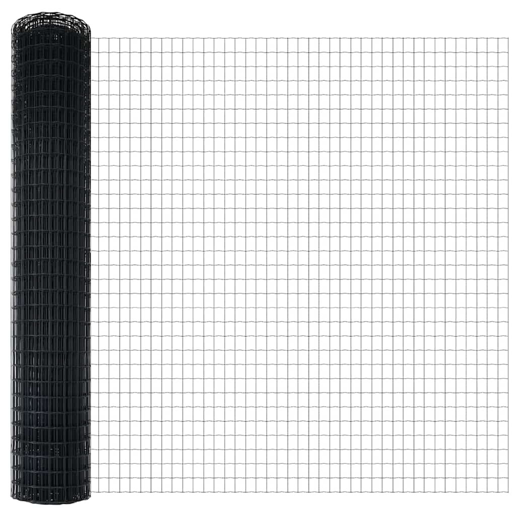 Ograda s postovima Siva 1,6 x 10 m Čelik i PVC