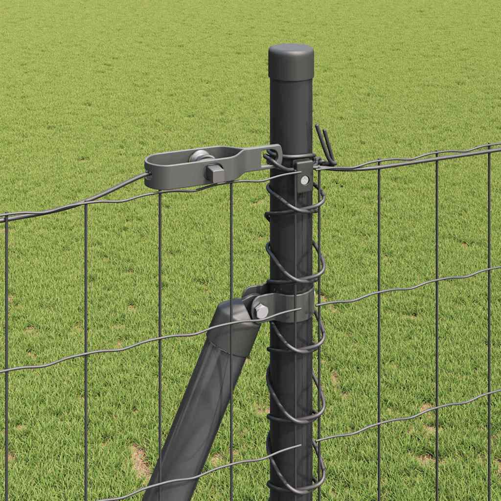 Ograda s postovima Siva 1,6 x 10 m Čelik i PVC